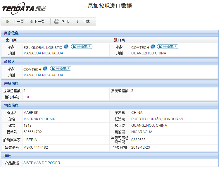 海关数据,进出口数据,进口数据,K8凯发(中国),贸易,尼加拉瓜